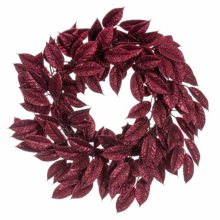 DARE2DECOR 24 in. Gardenia Glitter Wreath, Burgundy DA3256442